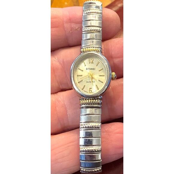 Women's 17mm Two Tone Oval Gitano Watch with Expansion Band - Picture 1 of 4